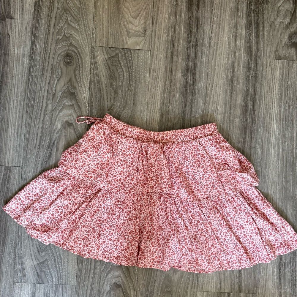 Cotton Candy LA mini ruffle pink floral skirt S